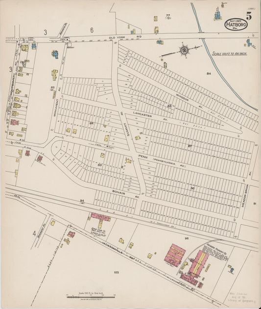 Sanborn Fire Insurance Map from Hatboro, Montgomery County, Pennsylvania (1922), Sheet #0005 - Historic Sanborn Fire Insurance Map Print, vintage old map wall art, antique decor, genealogy gift, Pennsylvania Pennsylvania map