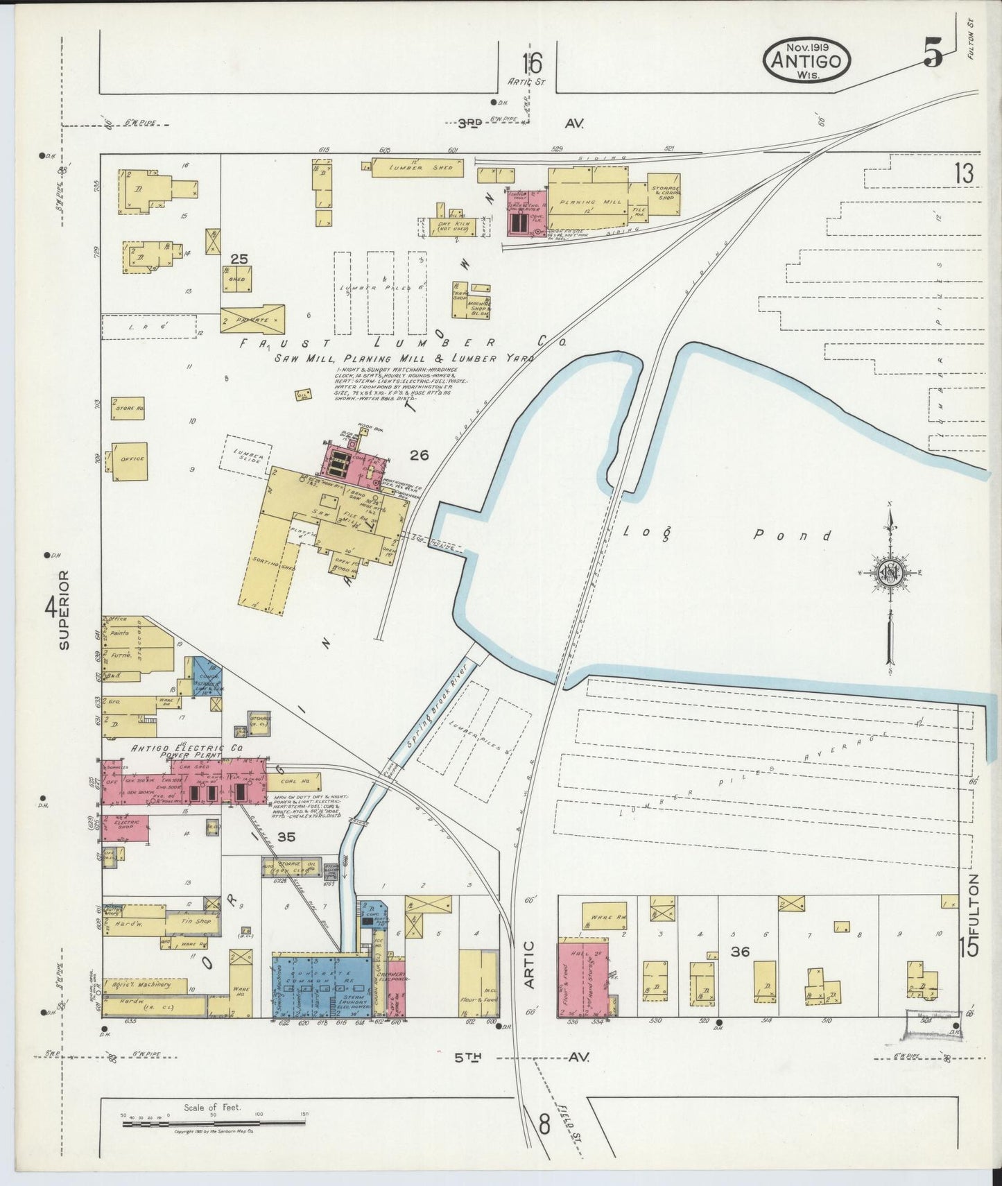 Sanborn Fire Insurance Map from Antigo, Langlade County, Wisconsin (1919), Sheet #0005 - Complete Map Set gallery image, historic Sanborn map, vintage wall art, Wisconsin Wisconsin