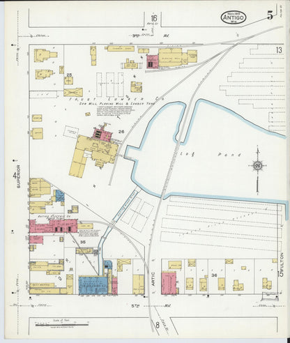 Sanborn Fire Insurance Map from Antigo, Langlade County, Wisconsin (1919), Sheet #0005 - Complete Map Set gallery image, historic Sanborn map, vintage wall art, Wisconsin Wisconsin