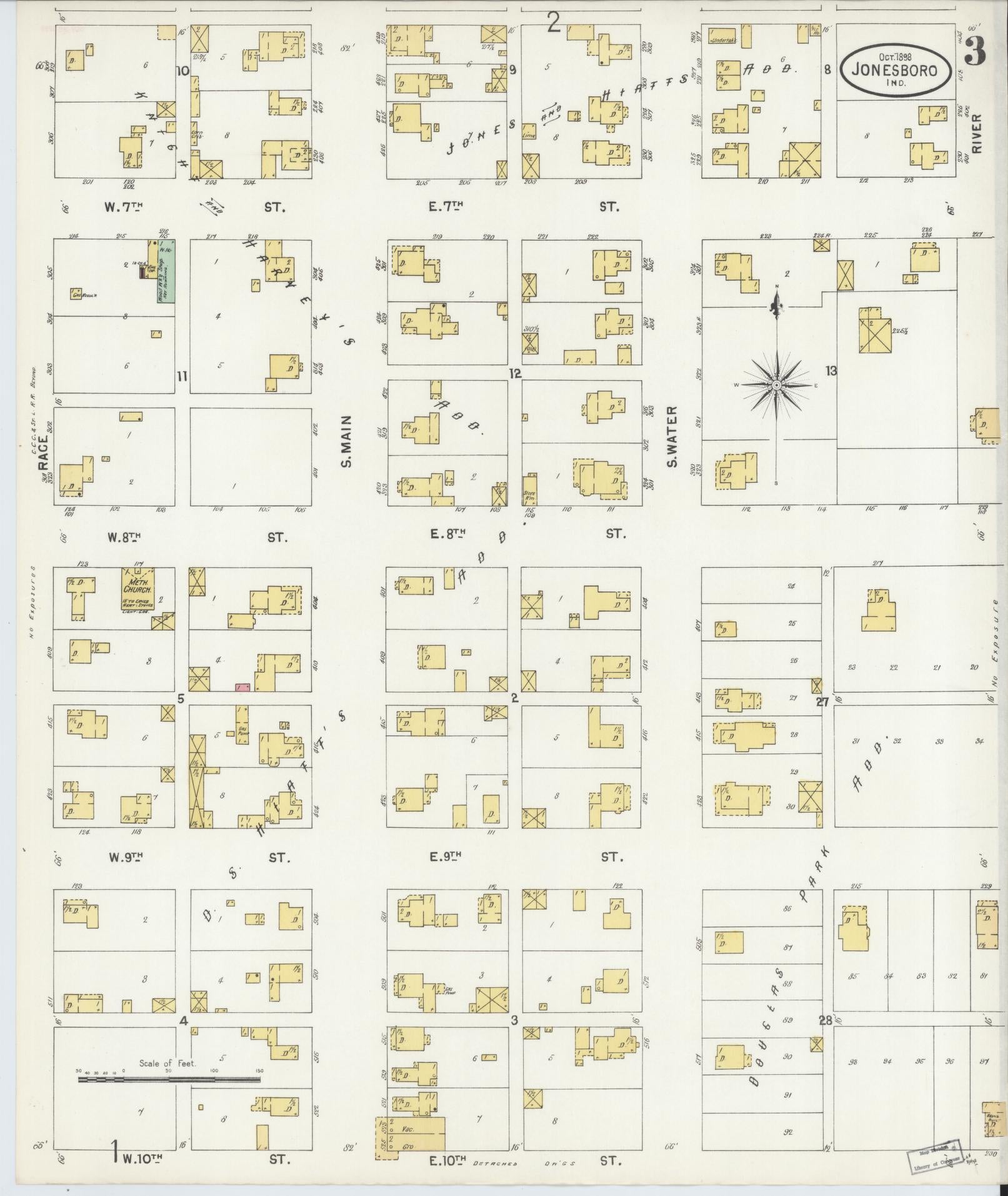 Sanborn Fire Insurance Map from Jonesboro, Grant County, Indiana (1898), Sheet #0003 - Complete Map Set gallery image, historic Sanborn map, vintage wall art, Indiana Indiana