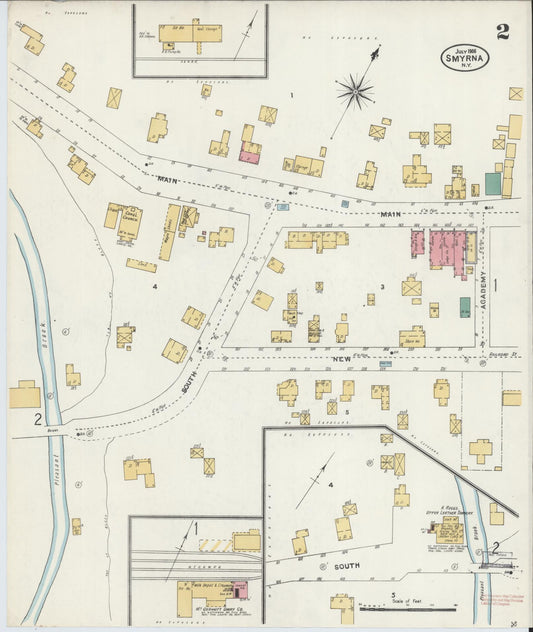 Sanborn Fire Insurance Map from Smyrna, Chenango County, New York (1906), Sheet #0002 - Historic Sanborn Fire Insurance Map Print, vintage old map wall art, antique decor, genealogy gift, New York New York map