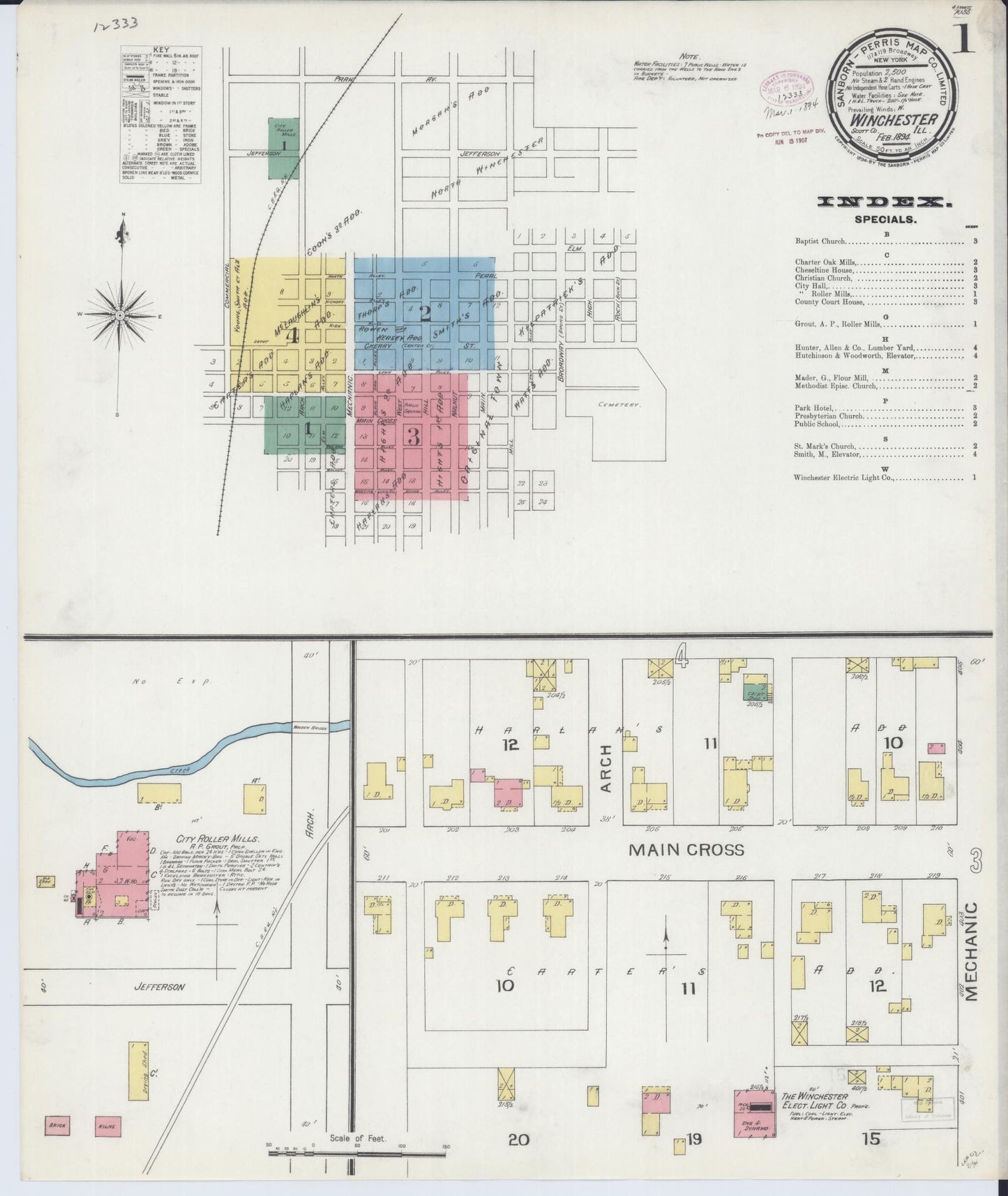 Sanborn Fire Insurance Map from Winchester, Scott County, Illinois (1894), Sheet #0001 - Historic Sanborn Fire Insurance Map Print, vintage old map wall art, antique decor, genealogy gift, Illinois Illinois map