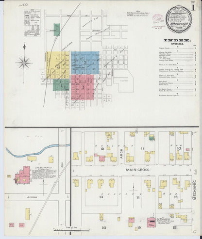Sanborn Fire Insurance Map from Winchester, Scott County, Illinois (1894), Sheet #0001 - Historic Sanborn Fire Insurance Map Print, vintage old map wall art, antique decor, genealogy gift, Illinois Illinois map