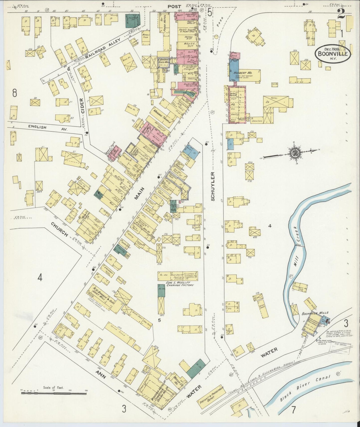 Sanborn Fire Insurance Map from Boonville, Oneida County, New York (1909), Sheet #0002 - Complete Map Set gallery image, historic Sanborn map, vintage wall art, New York New York