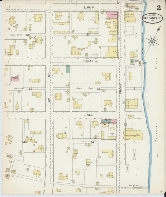 Sanborn Fire Insurance Map from Dardanelle, Yell County, Arkansas (1890), Sheet #0002 - Historic Sanborn Fire Insurance Map Print, vintage old map wall art, antique decor, genealogy gift, Arkansas Arkansas map