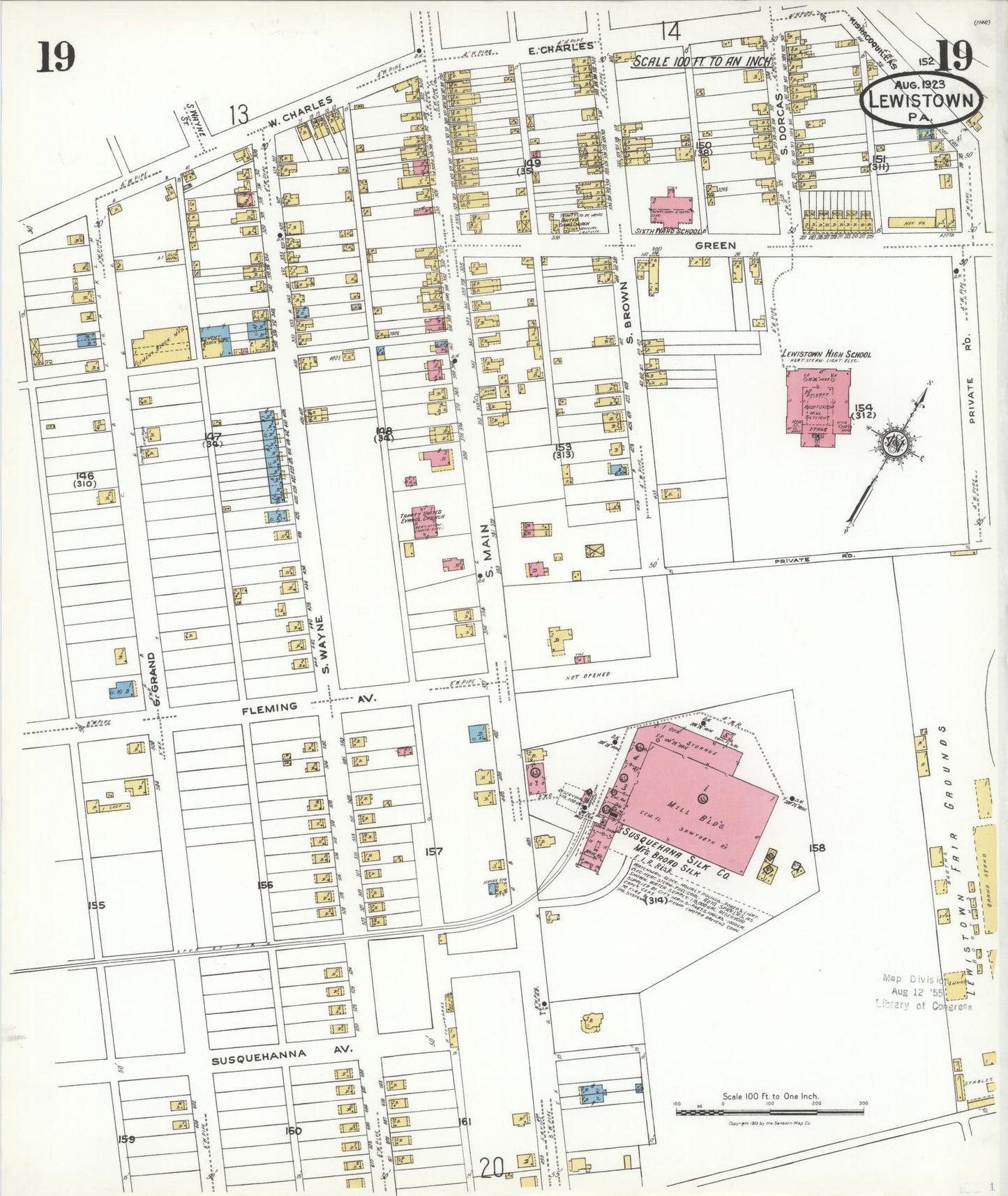 Sanborn Fire Insurance Map from Lewistown, Mifflin County, Pennsylvania (1923), Sheet #0019 - Complete Map Set gallery image, historic Sanborn map, vintage wall art, Pennsylvania Pennsylvania