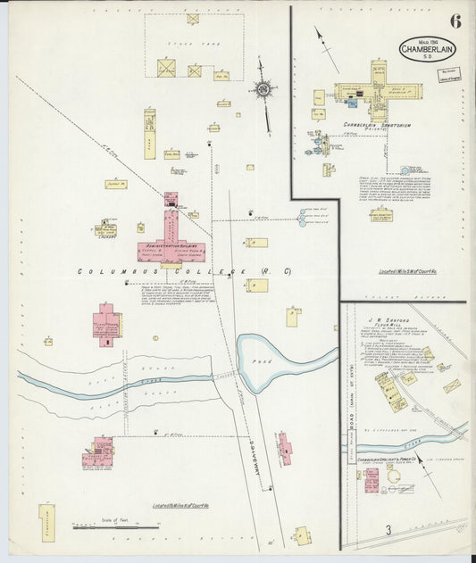 Sanborn Fire Insurance Map from Chamberlain, Brule County, South Dakota (1914), Sheet #0006 - Historic Sanborn Fire Insurance Map Print, vintage old map wall art, antique decor, genealogy gift, South Dakota South Dakota map