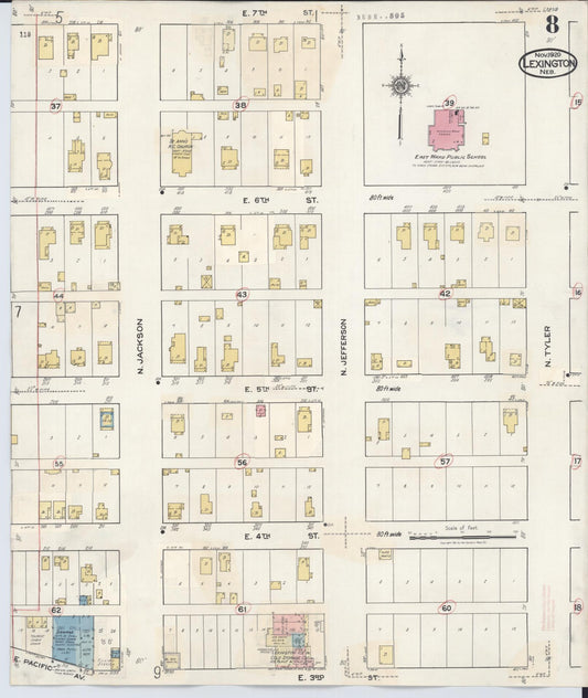 Sanborn Fire Insurance Map from Lexington, Dawson County, Nebraska (1943), Sheet #0008 - Historic Sanborn Fire Insurance Map Print, vintage old map wall art, antique decor, genealogy gift, Nebraska Nebraska map
