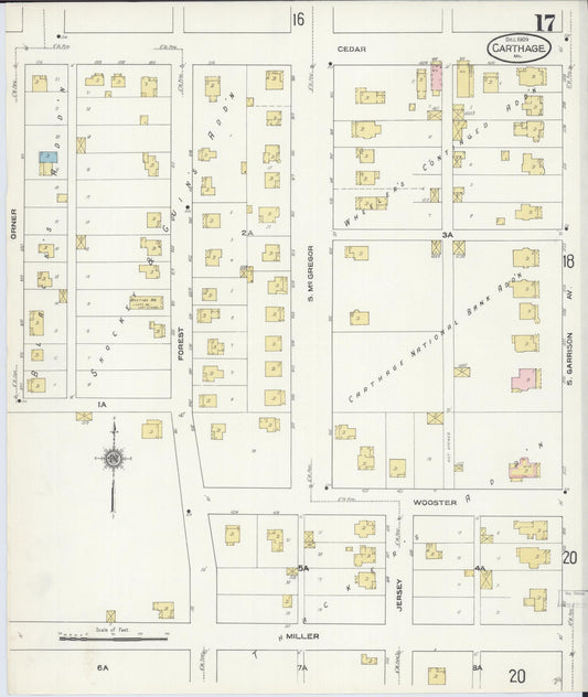 Sanborn Fire Insurance Map from Carthage, Jasper County, Missouri (1909), Sheet #0017 - Historic Sanborn Fire Insurance Map Print, vintage old map wall art, antique decor, genealogy gift, Missouri Missouri map