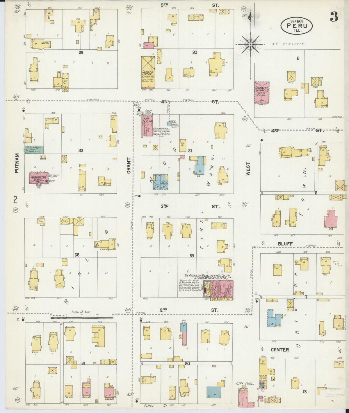 Sanborn Fire Insurance Map from Peru, La Salle County, Illinois (1902), Sheet #0003 - Historic Sanborn Fire Insurance Map Print, vintage old map wall art, antique decor, genealogy gift, Illinois Illinois map
