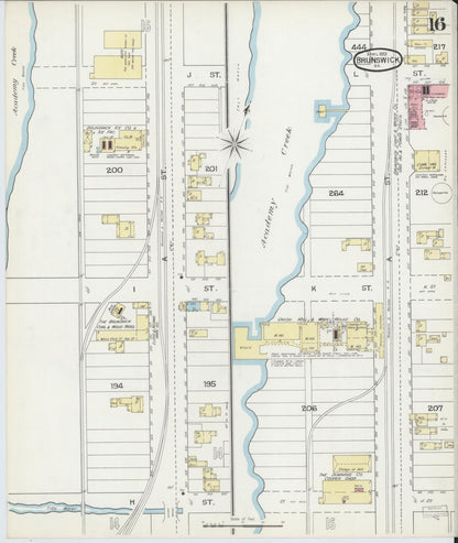 Sanborn Fire Insurance Map from Brunswick, Glynn County, Georgia (1893), Sheet #0016 - Complete Map Set gallery image, historic Sanborn map, vintage wall art, Georgia Georgia