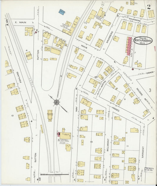 Sanborn Fire Insurance Map from North Andover, Essex County, Massachusetts (1919), Sheet #0002 - Historic Sanborn Fire Insurance Map Print, vintage old map wall art, antique decor, genealogy gift, Massachusetts Massachusetts map