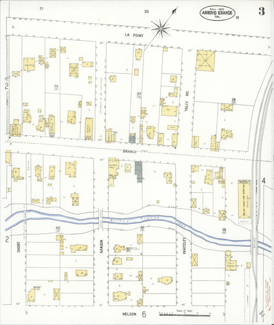 Sanborn Fire Insurance Map from Arroyo Grande, San Luis Obispo County, California (1909), Sheet #0003 - Historic Sanborn Fire Insurance Map Print, vintage old map wall art, antique decor, genealogy gift, California California map