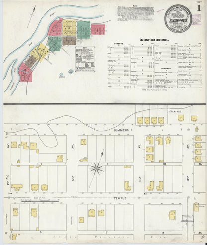 Sanborn Fire Insurance Map from Hinton, Summer County, West Virginia (1905), Sheet #0001 - Complete Map Set gallery image, historic Sanborn map, vintage wall art, West Virginia West Virginia