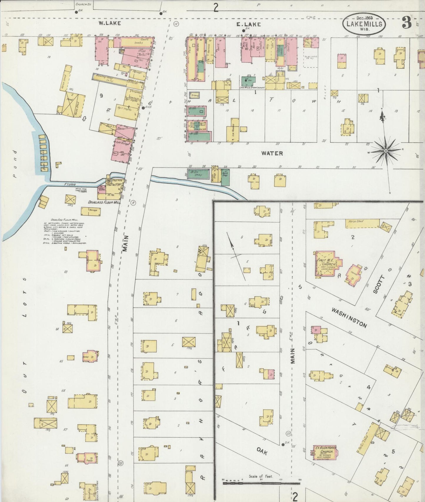 Sanborn Fire Insurance Map from Lake Mills, Jefferson County, Wisconsin (1903), Sheet #0003 - Historic Sanborn Fire Insurance Map Print, vintage old map wall art, antique decor, genealogy gift, Wisconsin Wisconsin map