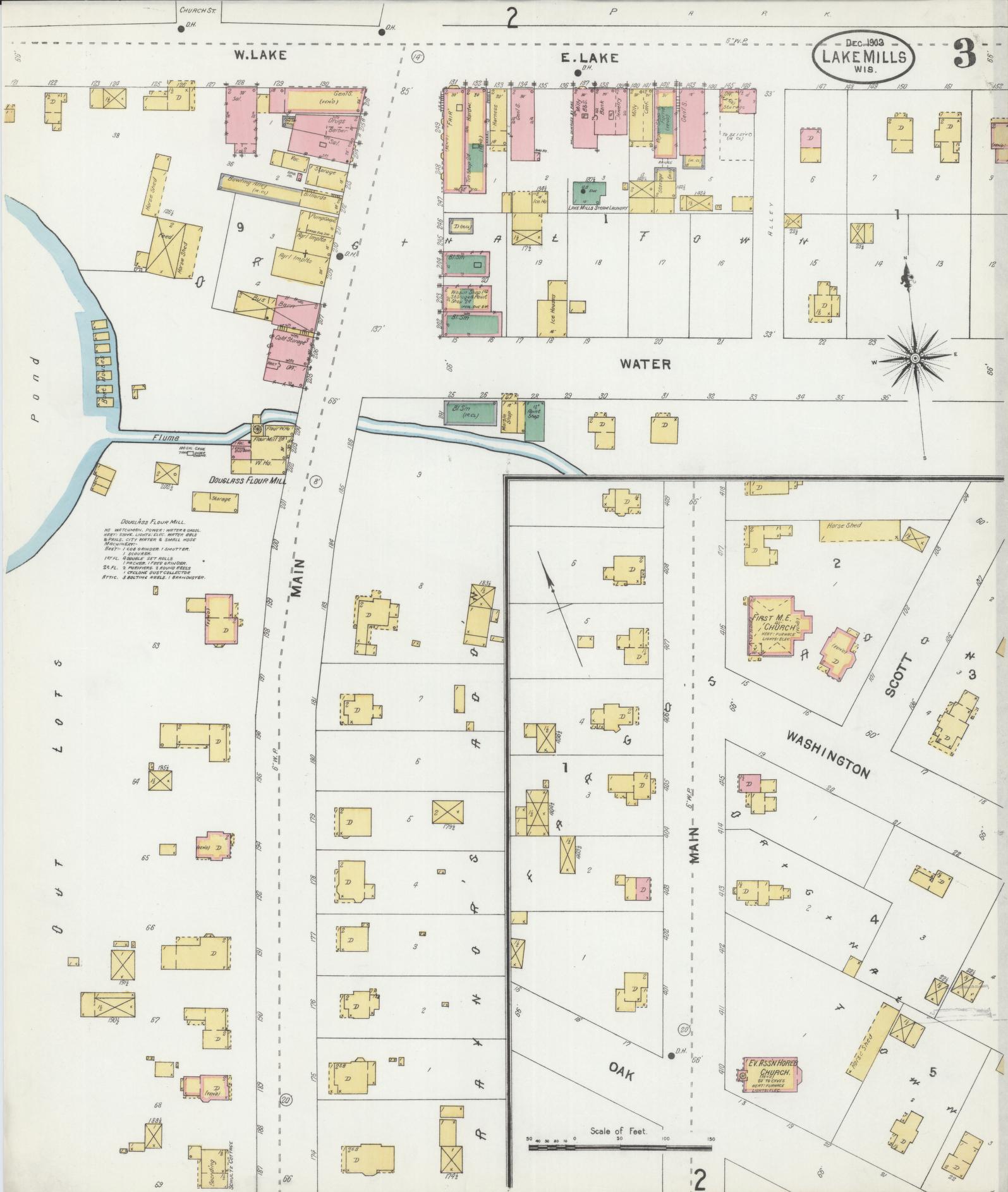 Sanborn Fire Insurance Map from Lake Mills, Jefferson County, Wisconsin (1903), Sheet #0003 - Historic Sanborn Fire Insurance Map Print, vintage old map wall art, antique decor, genealogy gift, Wisconsin Wisconsin map