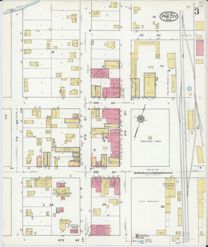 Sanborn Fire Insurance Map from Pine City, Pine County, Minnesota (1921), Sheet #0003 - Complete Map Set gallery image, historic Sanborn map, vintage wall art, Minnesota Minnesota