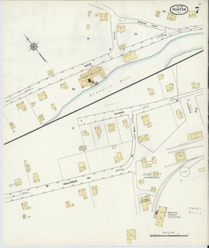 Sanborn Fire Insurance Map from Hunter, Greene County, New York (1912), Sheet #0007 - Historic Sanborn Fire Insurance Map Print, vintage old map wall art, antique decor, genealogy gift, New York New York map