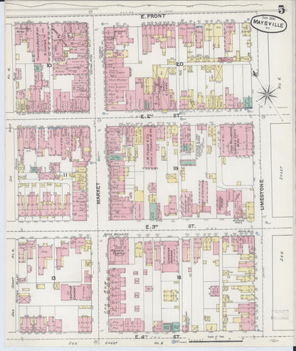 Sanborn Fire Insurance Map from Maysville, Mason County, Kentucky (1890), Sheet #0005 - Complete Map Set gallery image, historic Sanborn map, vintage wall art, Kentucky Kentucky