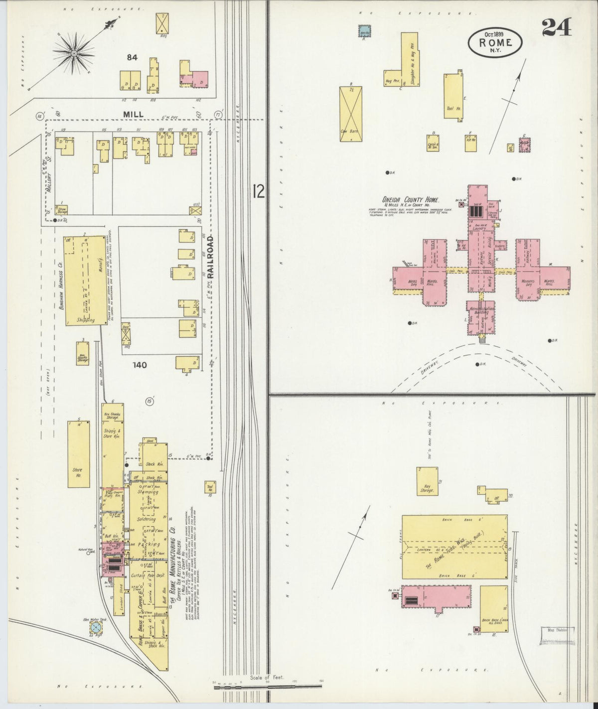 Sanborn Fire Insurance Map from Rome, Oneida County, New York (1899), Sheet #0024 - Complete Map Set gallery image, historic Sanborn map, vintage wall art, New York New York