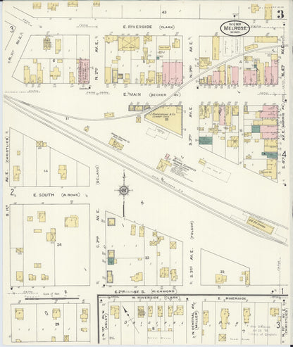 Sanborn Fire Insurance Map from Melrose, Stearns County, Minnesota (1909), Sheet #0003 - Complete Map Set gallery image, historic Sanborn map, vintage wall art, Minnesota Minnesota