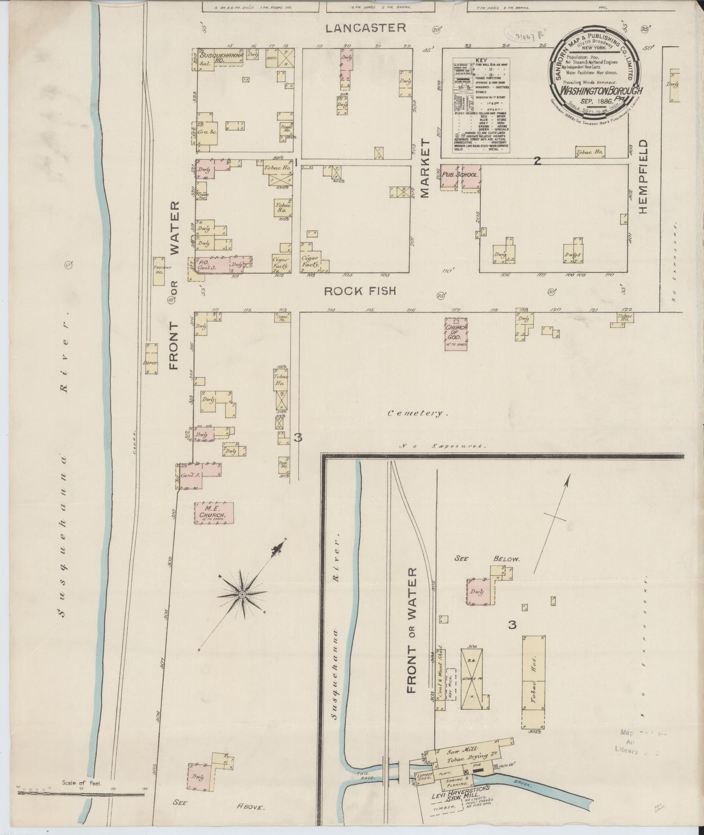 Sanborn Fire Insurance Map from Washington Borough, Lancaster County, Pennsylvania. (1886) – Historic Sanborn Fire Insurance Map Print