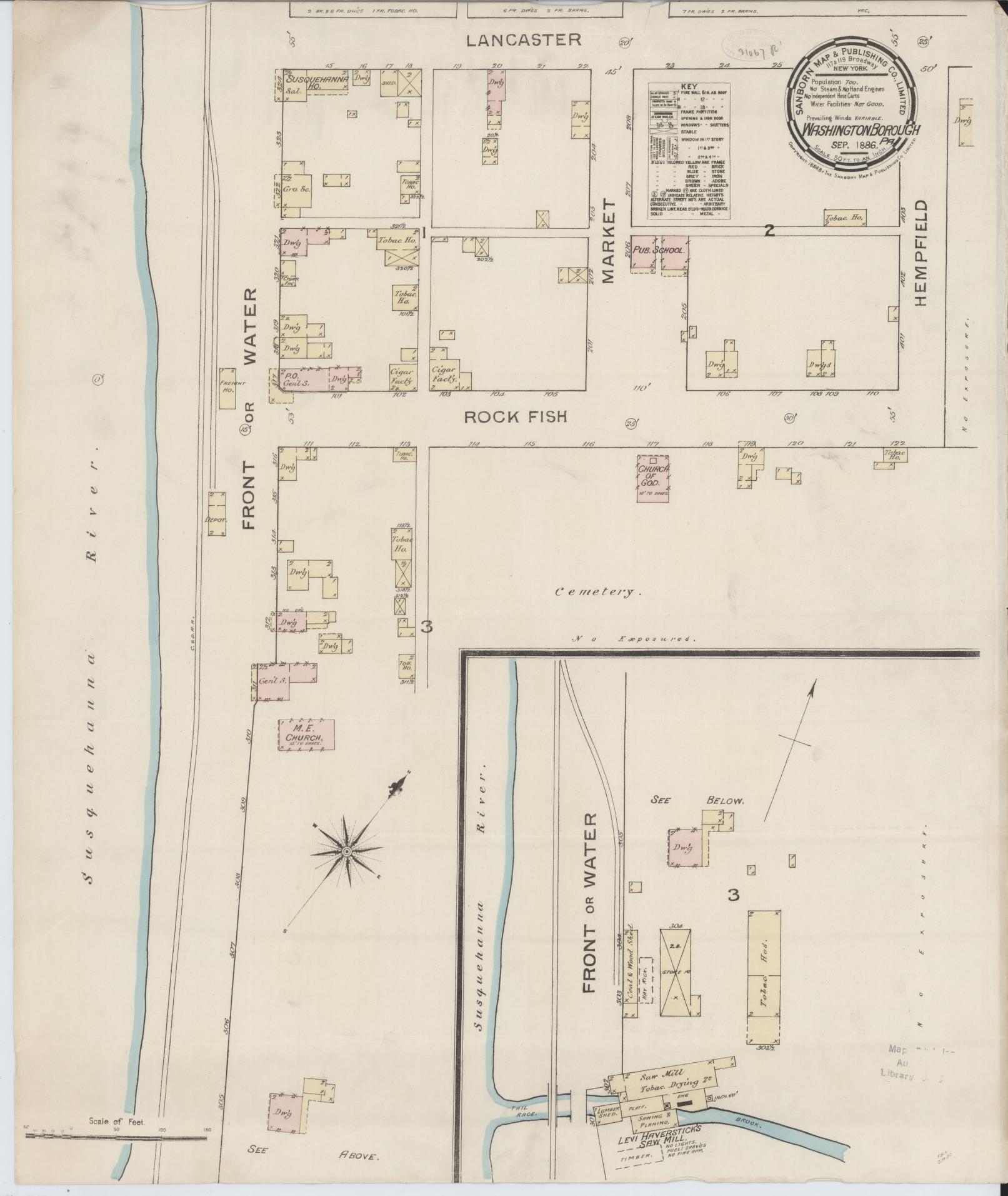 Sanborn Fire Insurance Map from Washington Borough, Lancaster County, Pennsylvania. (1886) – Historic Sanborn Fire Insurance Map Print