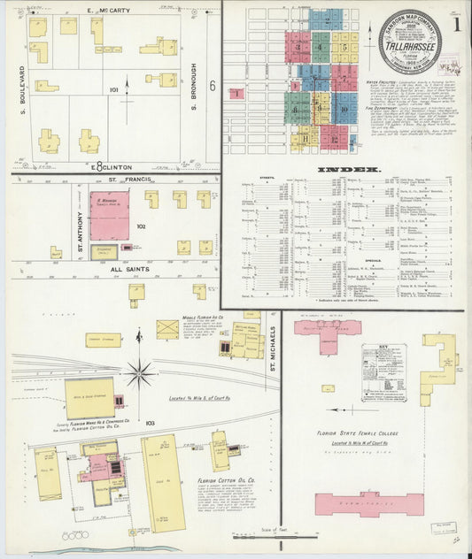 Sanborn Fire Insurance Map from Tallahassee, Leon County, Florida. (1909) – Historic Sanborn Fire Insurance Map Print