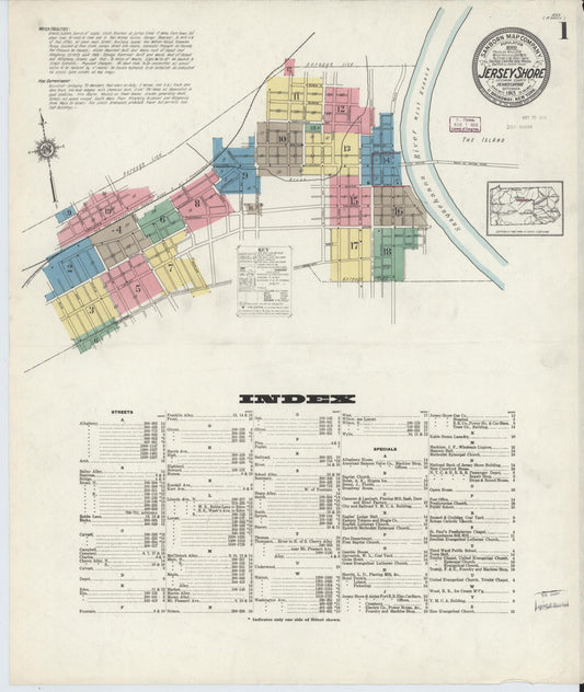 Sanborn Fire Insurance Map from Jersey Shore, Lycoming County, Pennsylvania. (1913) – Historic Sanborn Fire Insurance Map Print