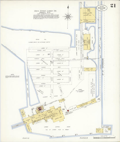 Sanborn Fire Insurance Map from Hoquiam, Grays Harbor County, Washington (1907), Sheet #0021 - Complete Map Set gallery image, historic Sanborn map, vintage wall art, Washington Washington