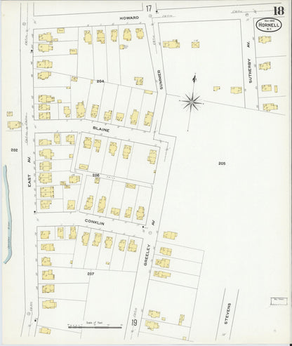 Sanborn Fire Insurance Map from Hornell, Steuben County, New York (1909), Sheet #0018 - Complete Map Set gallery image, historic Sanborn map, vintage wall art, New York New York