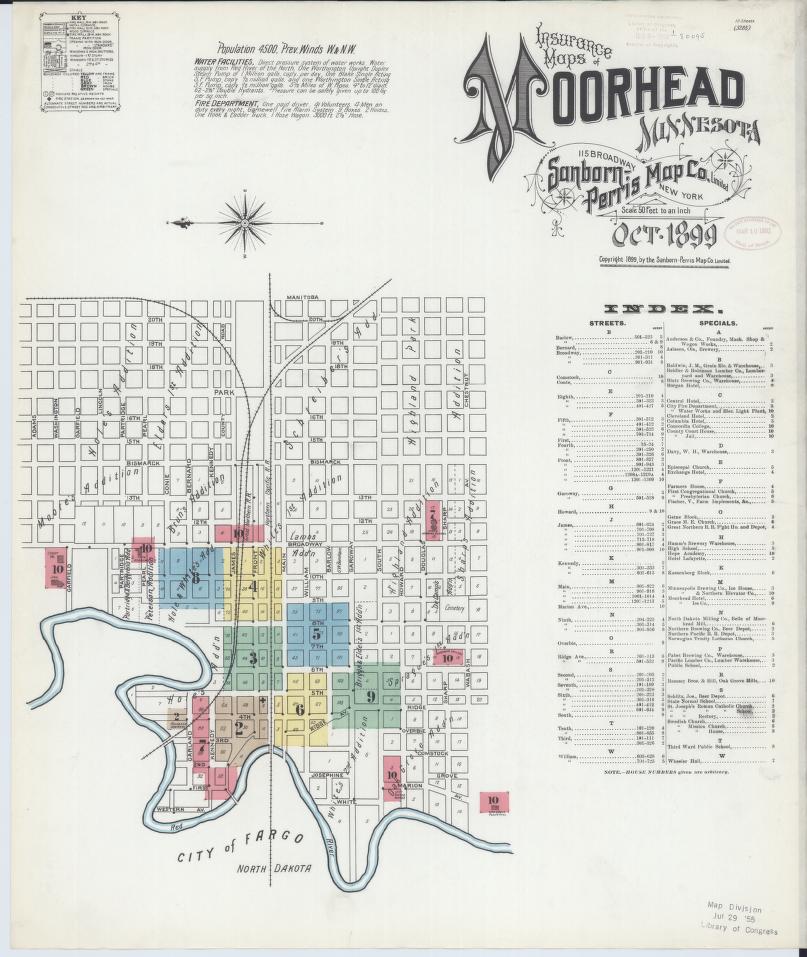 Sanborn Fire Insurance Map from Moorhead, Clay County, Minnesota. (1899) – Map View