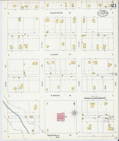 Sanborn Fire Insurance Map from Guthrie, Logan County, Oklahoma (1898), Sheet #0021 - Complete Map Set gallery image, historic Sanborn map, vintage wall art, Oklahoma Oklahoma