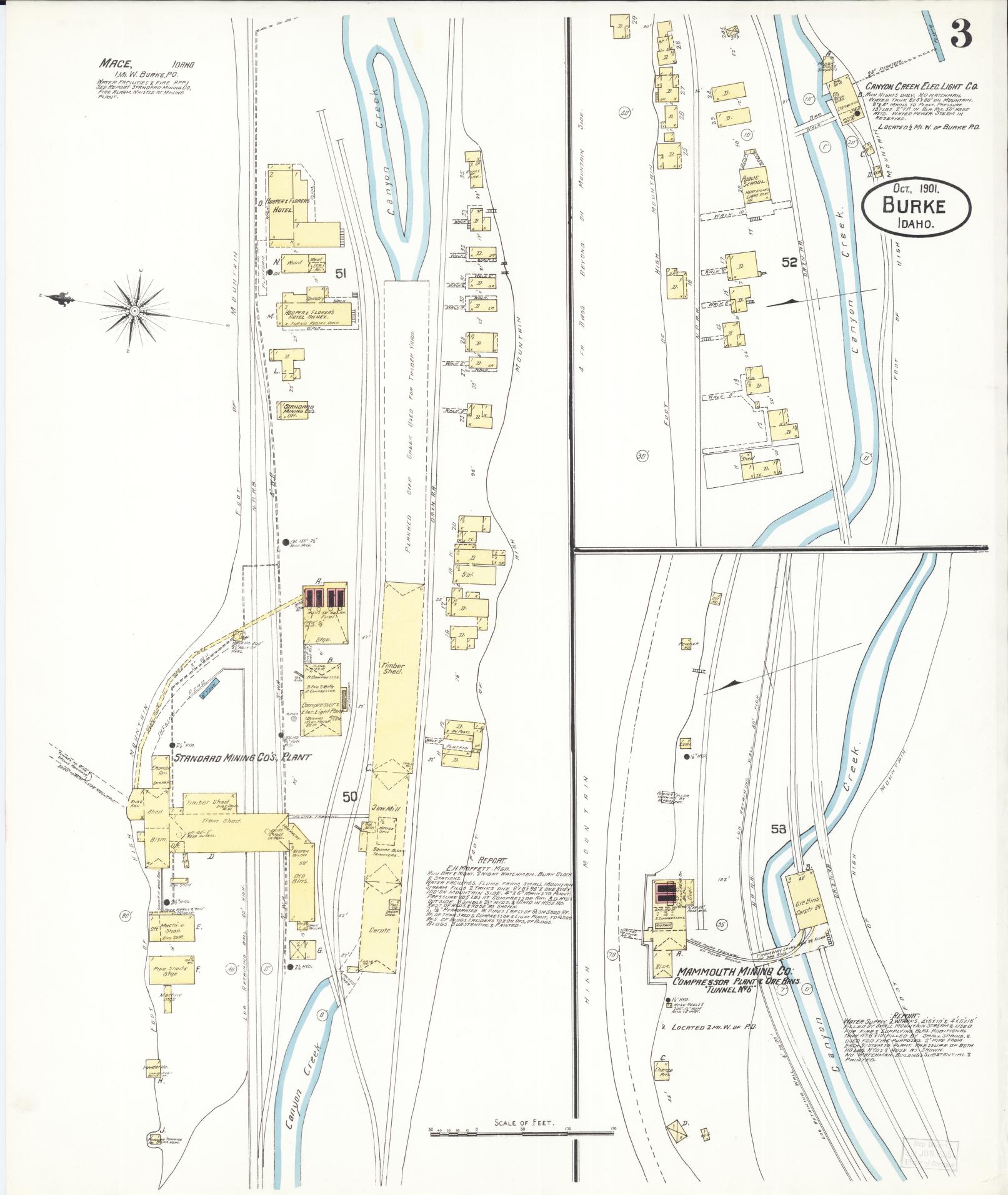 Sanborn Fire Insurance Map from Burke, Shoshone County, Idaho (1901), Sheet #0003 - Historic Sanborn Fire Insurance Map Print, vintage old map wall art, antique decor, genealogy gift, Idaho Idaho map