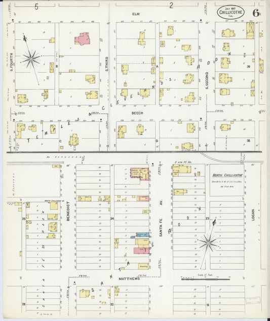 Sanborn Fire Insurance Map from Chillicothe, Peoria County, Illinois (1907), Sheet #0006 - Historic Sanborn Fire Insurance Map Print, vintage old map wall art, antique decor, genealogy gift, Illinois Illinois map