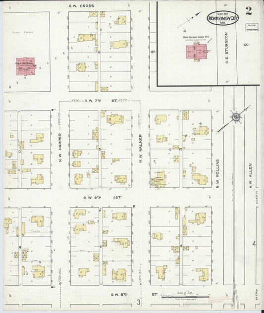 Sanborn Fire Insurance Map from Montgomery City, Montgomery County, Missouri (1917), Sheet #0002 - Historic Sanborn Fire Insurance Map Print, vintage old map wall art, antique decor, genealogy gift, Missouri Missouri map