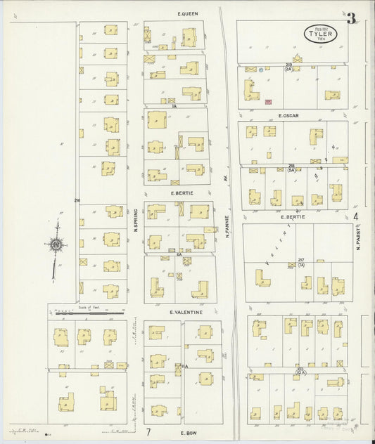 Sanborn Fire Insurance Map from Tyler, Smith County, Texas (1912), Sheet #0003 - Historic Sanborn Fire Insurance Map Print, vintage old map wall art, antique decor, genealogy gift, Texas Texas map