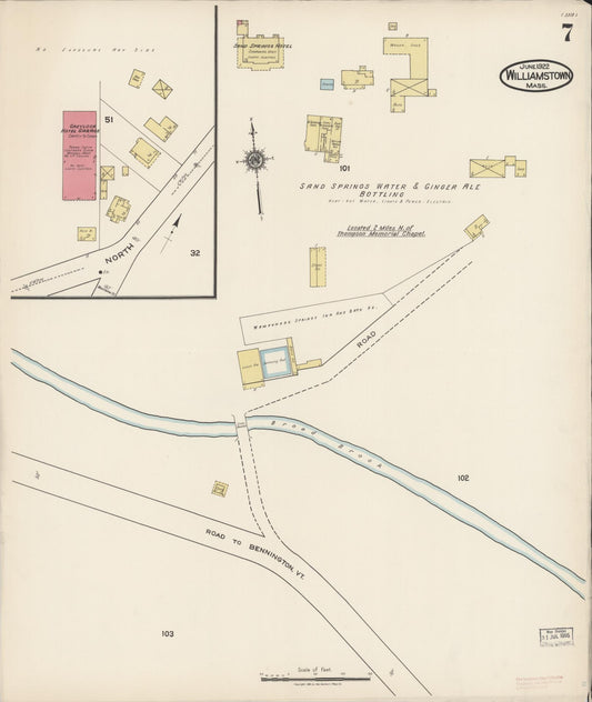 Sanborn Fire Insurance Map from Williamstown, Berkshire County, Massachusetts (1922), Sheet #0007 - Historic Sanborn Fire Insurance Map Print, vintage old map wall art, antique decor, genealogy gift, Massachusetts Massachusetts map
