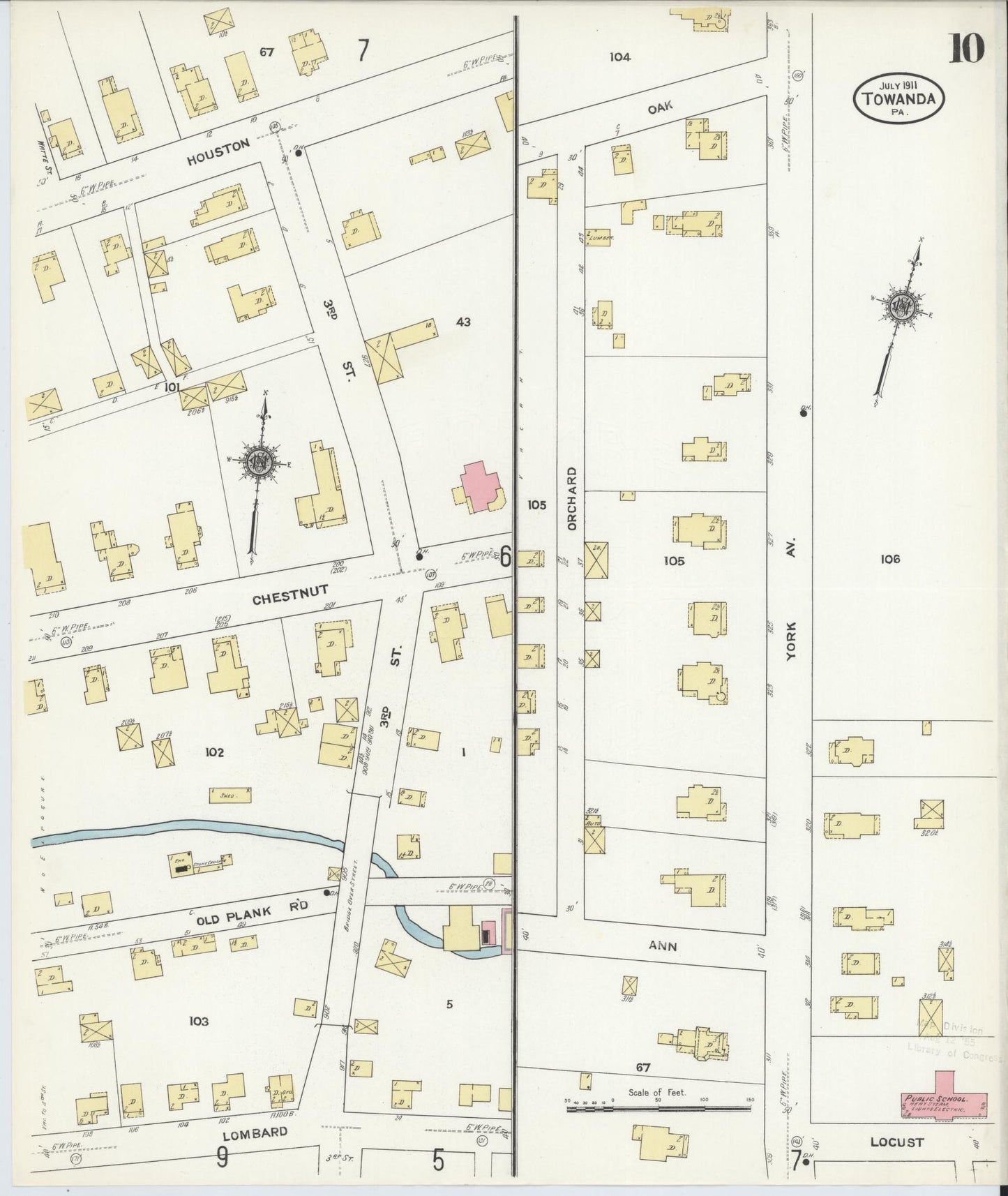 Sanborn Fire Insurance Map from Towanda, Bradford County, Pennsylvania (1911), Sheet #0010 - Complete Map Set gallery image, historic Sanborn map, vintage wall art, Pennsylvania Pennsylvania