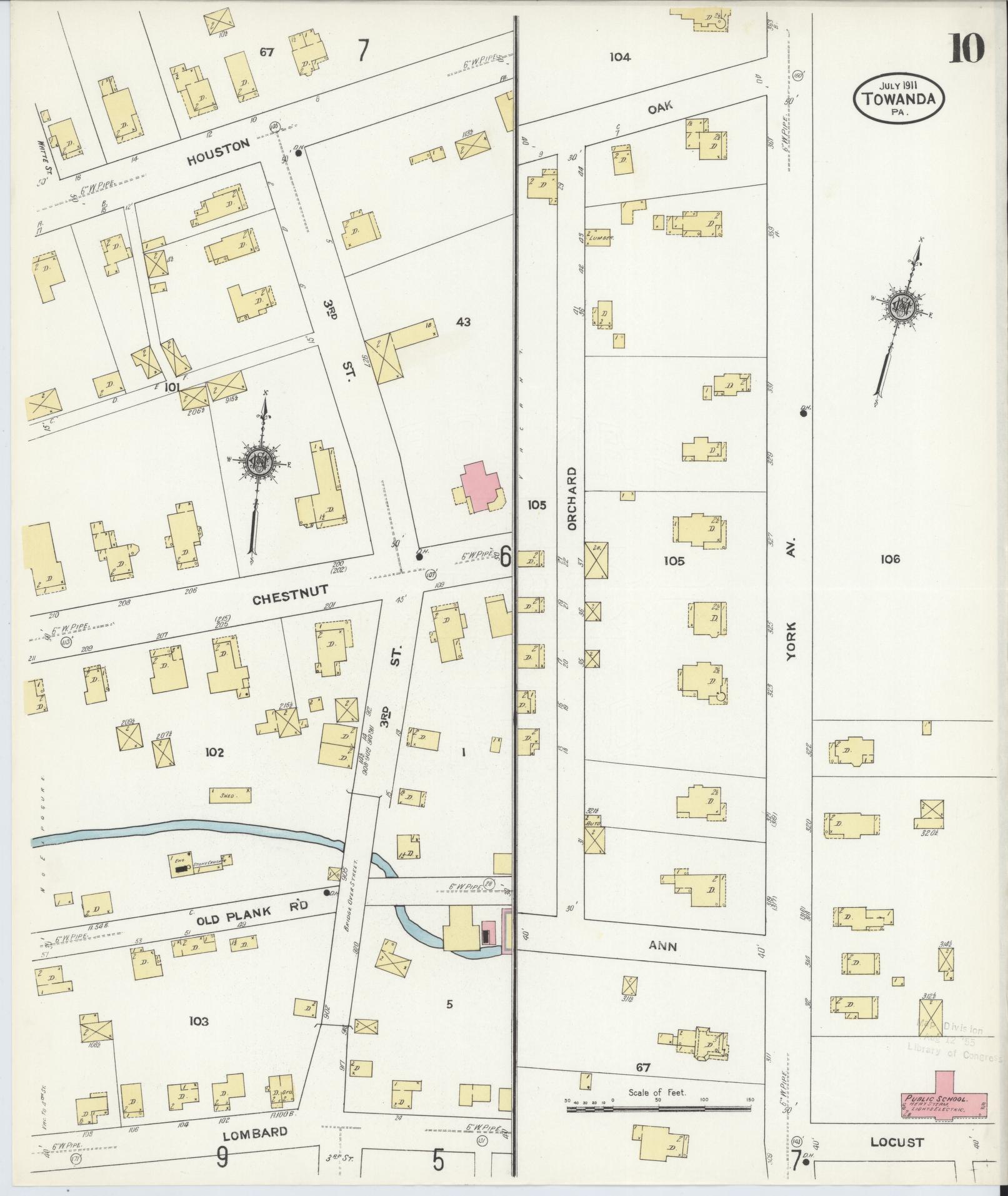 Sanborn Fire Insurance Map from Towanda, Bradford County, Pennsylvania (1911), Sheet #0010 - Complete Map Set gallery image, historic Sanborn map, vintage wall art, Pennsylvania Pennsylvania