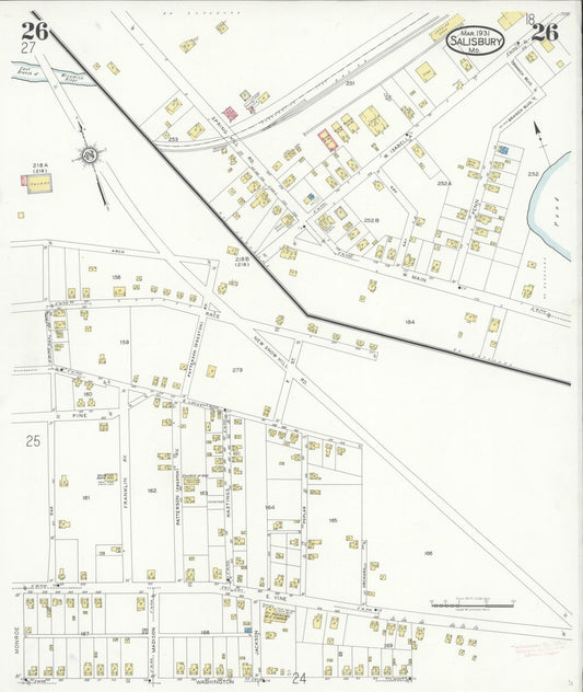 Sanborn Fire Insurance Map from Salisbury, Wicomico County, Maryland (1931), Sheet #0026 - Historic Sanborn Fire Insurance Map Print, vintage old map wall art