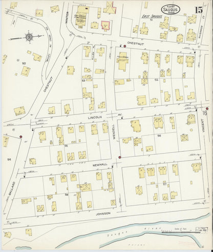 Sanborn Fire Insurance Map from Saugus, Essex County, Massachusetts (1913), Sheet #0015 - Complete Map Set gallery image, historic Sanborn map, vintage wall art, Massachusetts Massachusetts