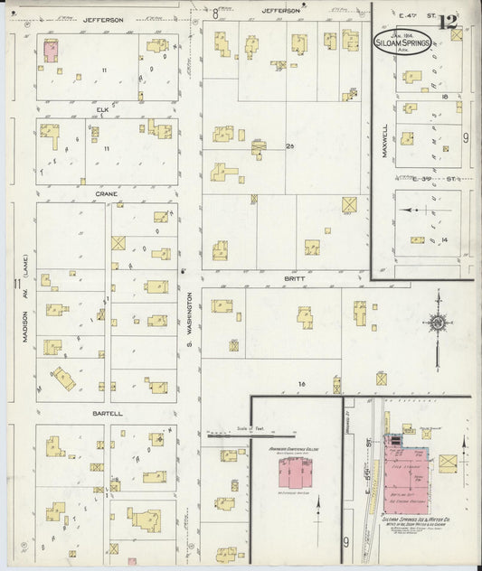 Sanborn Fire Insurance Map from Siloam Springs, Benton County, Arkansas (1914), Sheet #0012 - Historic Sanborn Fire Insurance Map Print, vintage old map wall art, antique decor, genealogy gift, Arkansas Arkansas map