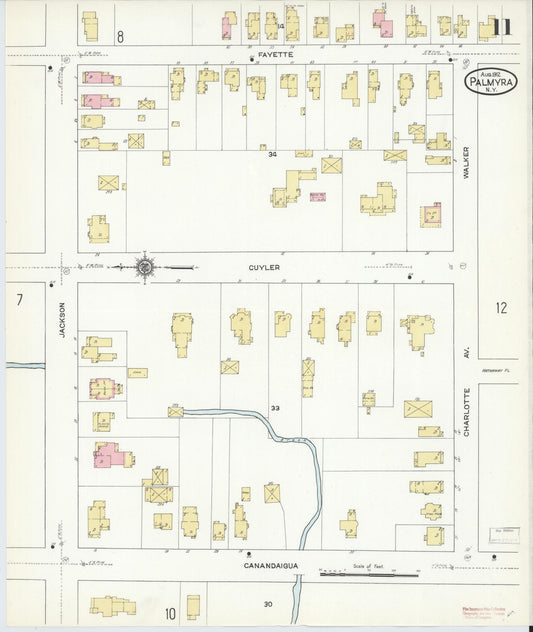 Sanborn Fire Insurance Map from Palmyra, Wayne County, New York (1912), Sheet #0011 - Historic Sanborn Fire Insurance Map Print, vintage old map wall art, antique decor, genealogy gift, New York New York map