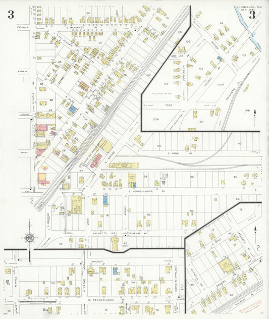 Sanborn Fire Insurance Map from Dunnellon, Marion County, Florida (1933), Sheet #0003 - Historic Sanborn Fire Insurance Map Print, vintage old map wall art, antique decor, genealogy gift, Florida Florida map