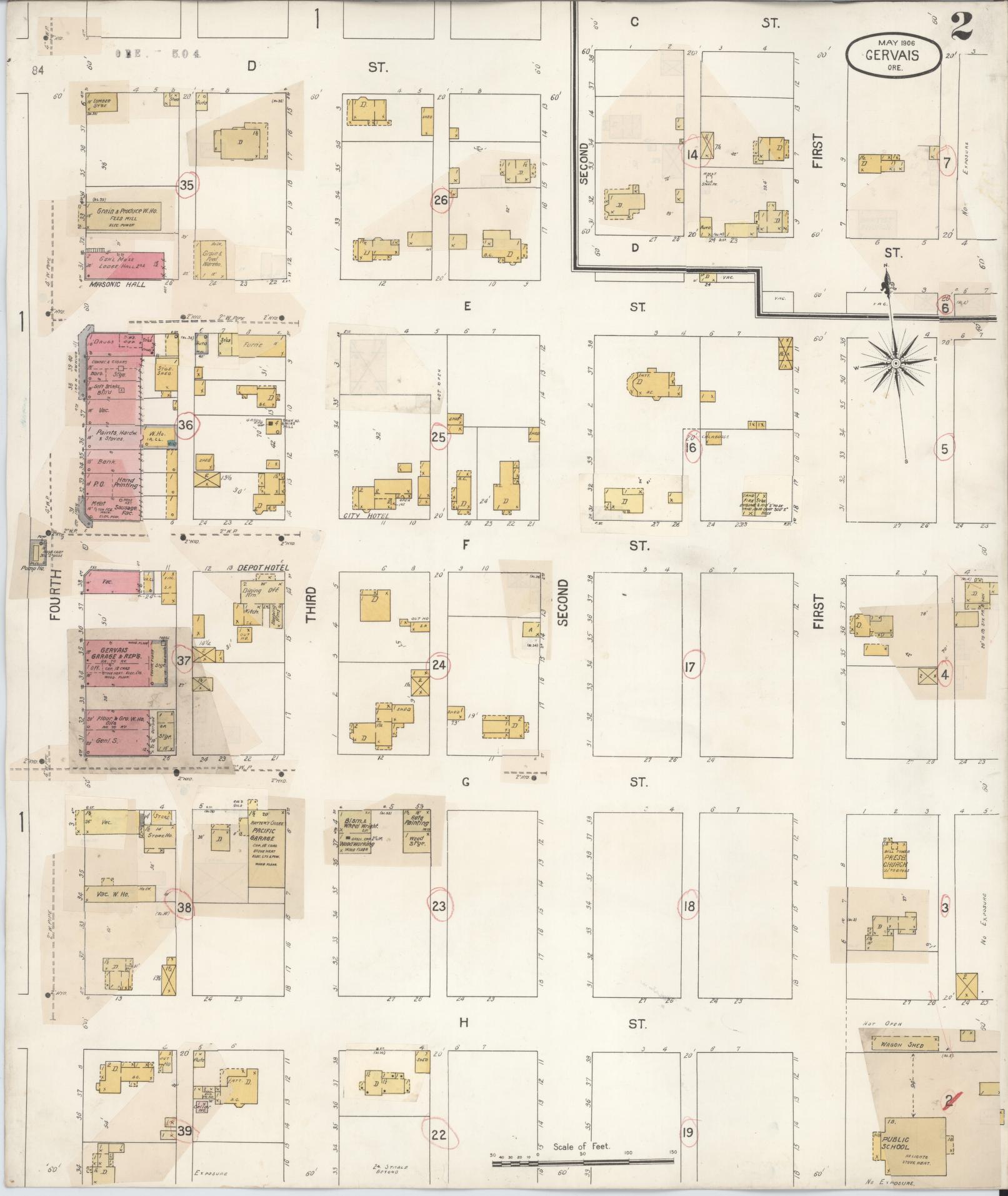 Sanborn Fire Insurance Map from Gervais, Marion County, Oregon (1928), Sheet #0002 - Historic Sanborn Fire Insurance Map Print, vintage old map wall art, antique decor, genealogy gift, Oregon Oregon map