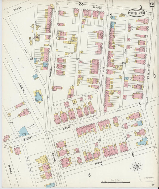 Sanborn Fire Insurance Map from Norristown, Montgomery County, Pennsylvania (1896), Sheet #0002 - Historic Sanborn Fire Insurance Map Print, vintage old map wall art, antique decor, genealogy gift, Pennsylvania Pennsylvania map