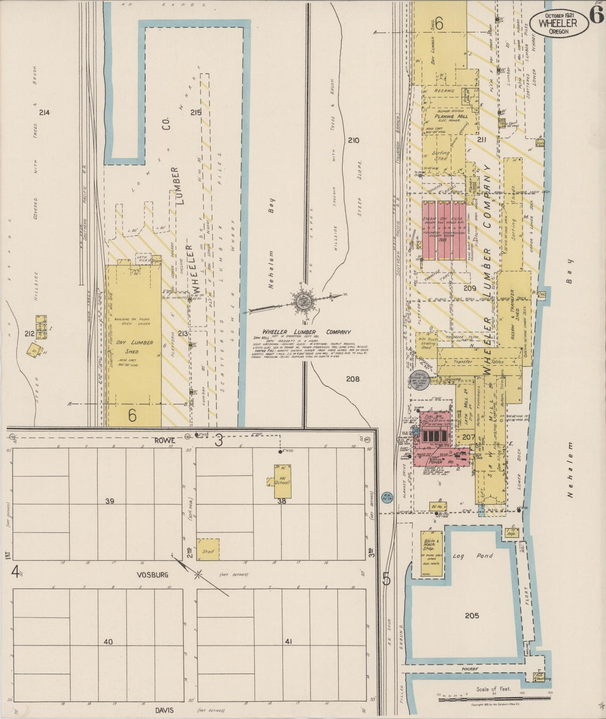Sanborn Fire Insurance Map from Wheeler, Tillamook County, Oregon (1921), Sheet #0006 - Historic Sanborn Fire Insurance Map Print, vintage old map wall art, antique decor, genealogy gift, Oregon Oregon map