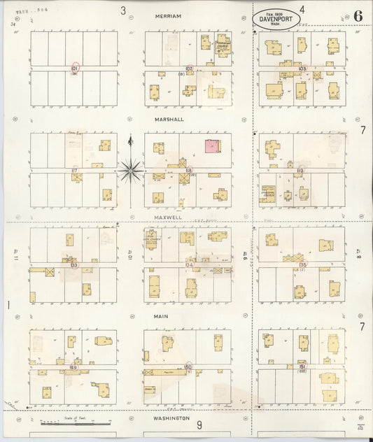 Sanborn Fire Insurance Map from Davenport, Lincoln County, Washington (1930), Sheet #0006 - Historic Sanborn Fire Insurance Map Print, vintage old map wall art, antique decor, genealogy gift, Washington Washington map