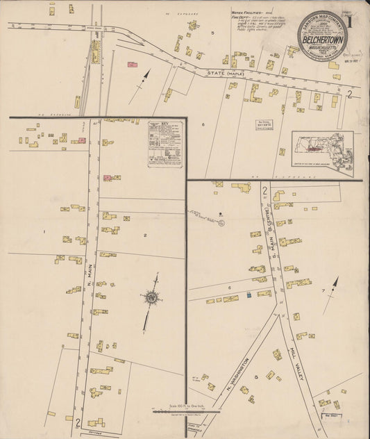 Sanborn Fire Insurance Map from Belchertown, Hampshire County, Massachusetts. (1922) – Historic Sanborn Fire Insurance Map Print